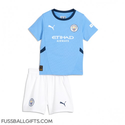 Manchester City Fußballbekleidung Heimtrikot Kinder 2024-25 Kurzarm (+ kurze hosen)